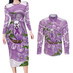 Epilepsy Awareness Budgerigar Australia Couples Matching Long Sleeve Bodycon Dress and Long Sleeve Button Shirt Budgie Purple Ribbon Boronia Aboriginal - Aussie Hoodie