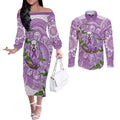 Epilepsy Awareness Budgerigar Australia Couples Matching Off The Shoulder Long Sleeve Dress and Long Sleeve Button Shirt Budgie Purple Ribbon Boronia Aboriginal - Aussie Hoodie