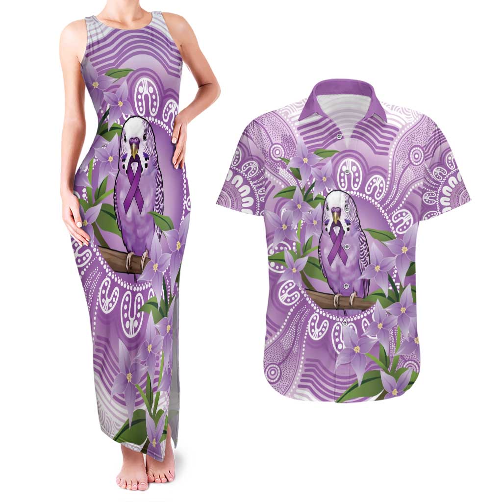 Epilepsy Awareness Budgerigar Australia Couples Matching Tank Maxi Dress and Hawaiian Shirt Budgie Purple Ribbon Boronia Aboriginal - Aussie Hoodie