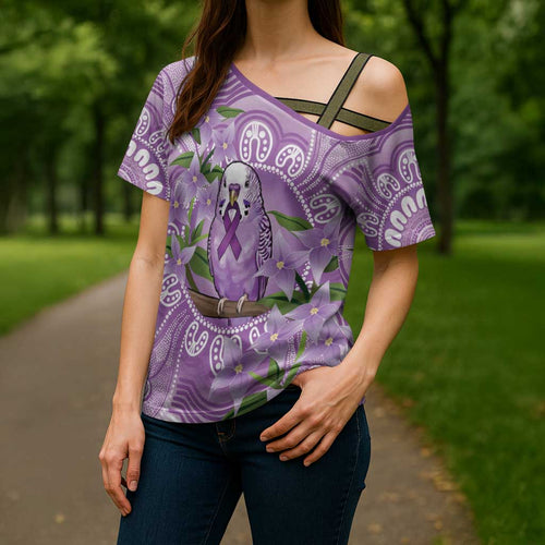 Epilepsy Awareness Budgerigar Australia Cross Shoulder Shirt Budgie Purple Ribbon Boronia Aboriginal - Aussie Hoodie