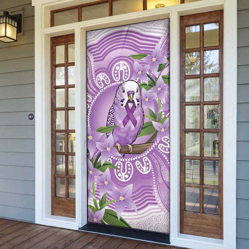Epilepsy Awareness Budgerigar Australia Door Cover Budgie Purple Ribbon Boronia Aboriginal - Aussie Hoodie