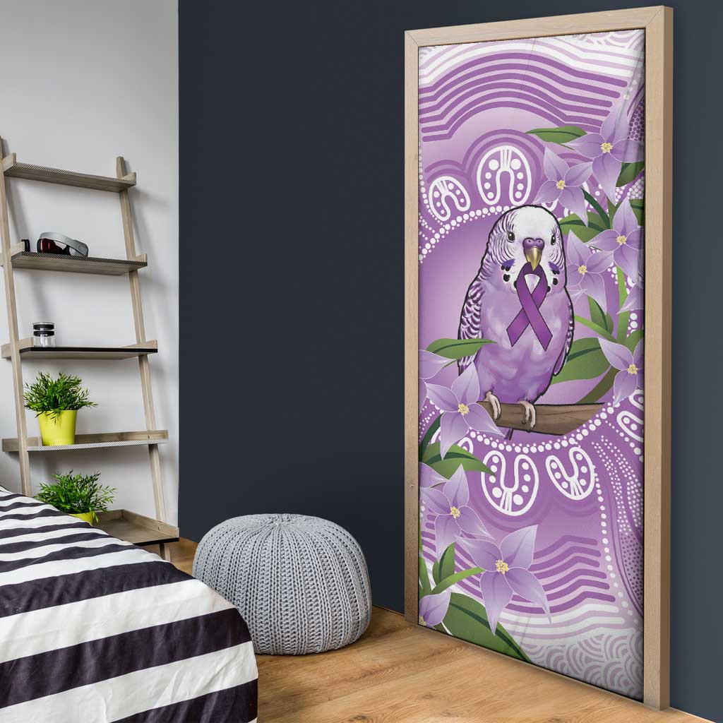 Epilepsy Awareness Budgerigar Australia Door Cover Budgie Purple Ribbon Boronia Aboriginal - Aussie Hoodie