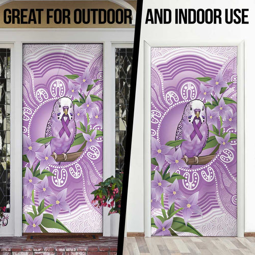 Epilepsy Awareness Budgerigar Australia Door Cover Budgie Purple Ribbon Boronia Aboriginal - Aussie Hoodie