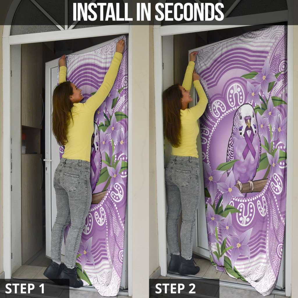 Epilepsy Awareness Budgerigar Australia Door Cover Budgie Purple Ribbon Boronia Aboriginal - Aussie Hoodie
