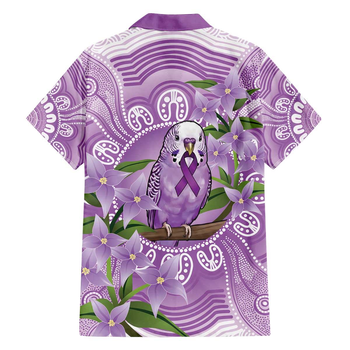 Epilepsy Awareness Budgerigar Australia Family Matching Off The Shoulder Long Sleeve Dress and Hawaiian Shirt Budgie Purple Ribbon Boronia Aboriginal - Aussie Hoodie