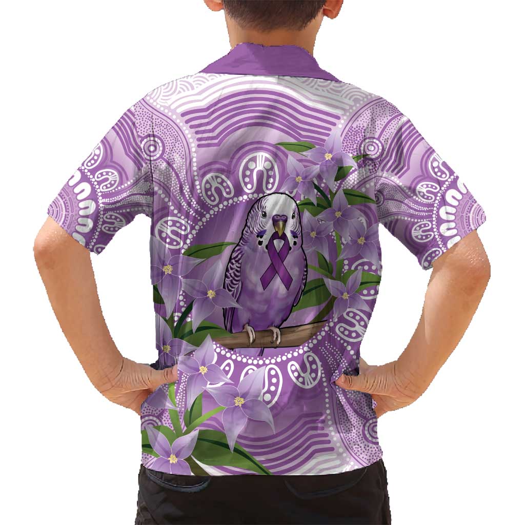 Epilepsy Awareness Budgerigar Australia Family Matching Off Shoulder Maxi Dress and Hawaiian Shirt Budgie Purple Ribbon Boronia Aboriginal - Aussie Hoodie