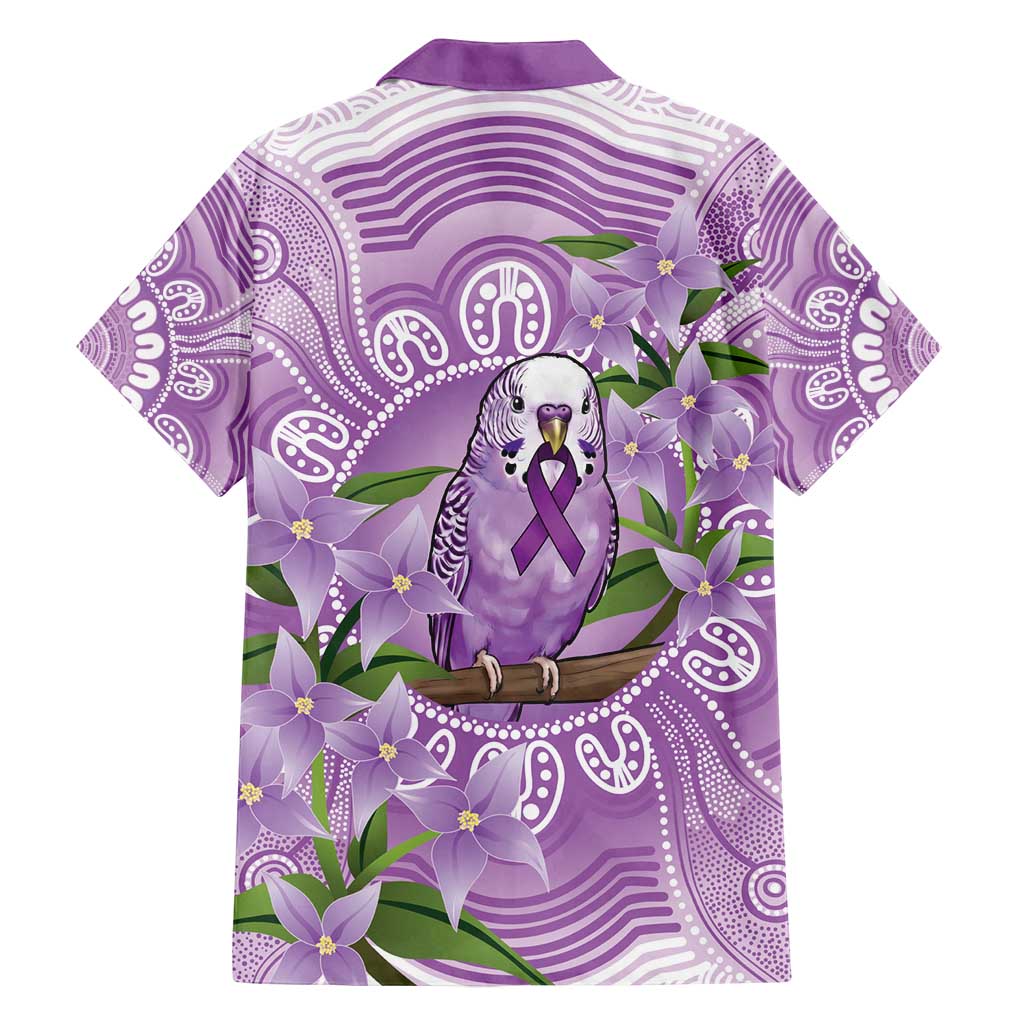 Epilepsy Awareness Budgerigar Australia Family Matching Off Shoulder Maxi Dress and Hawaiian Shirt Budgie Purple Ribbon Boronia Aboriginal - Aussie Hoodie