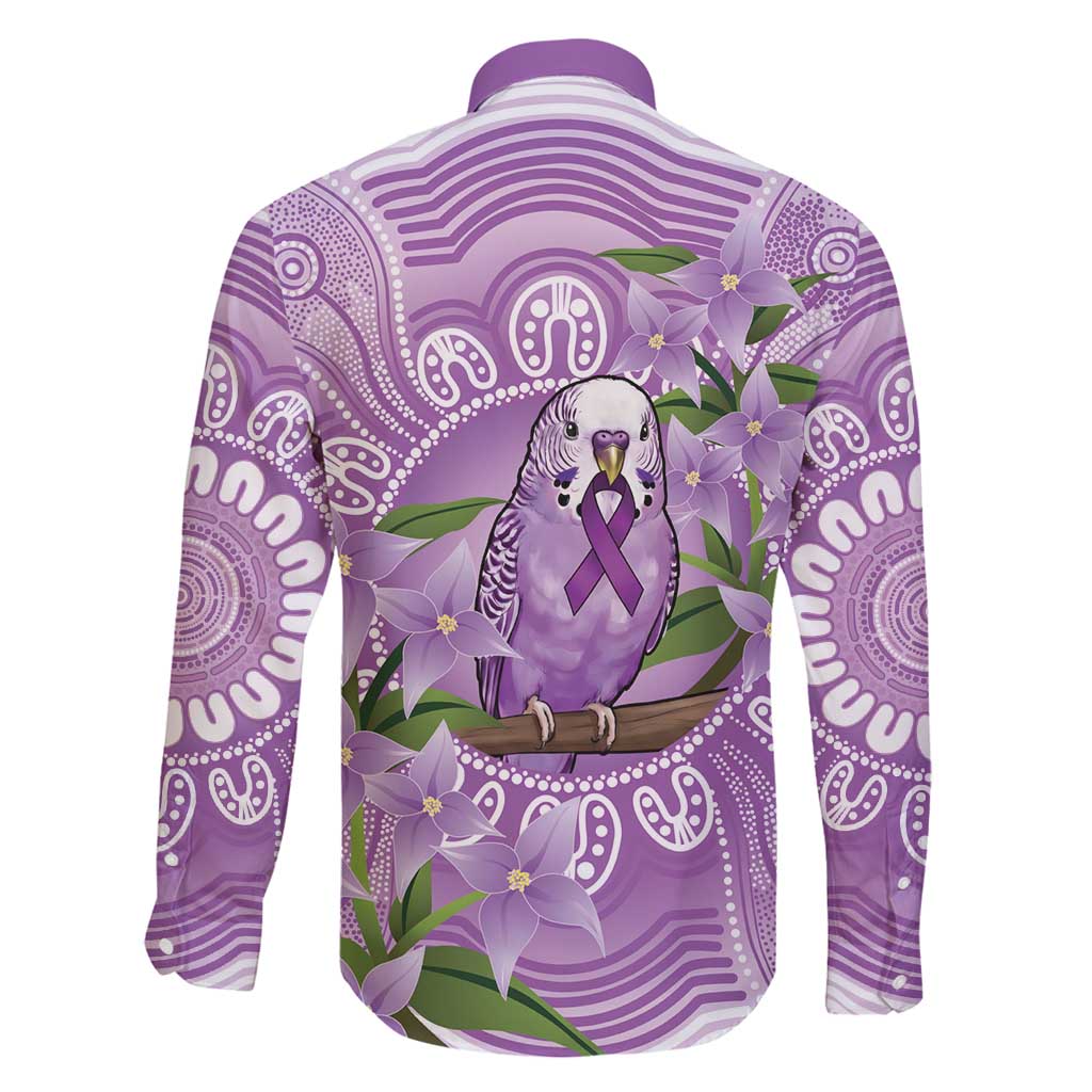 Epilepsy Awareness Budgerigar Australia Family Matching Off Shoulder Maxi Dress and Hawaiian Shirt Budgie Purple Ribbon Boronia Aboriginal - Aussie Hoodie