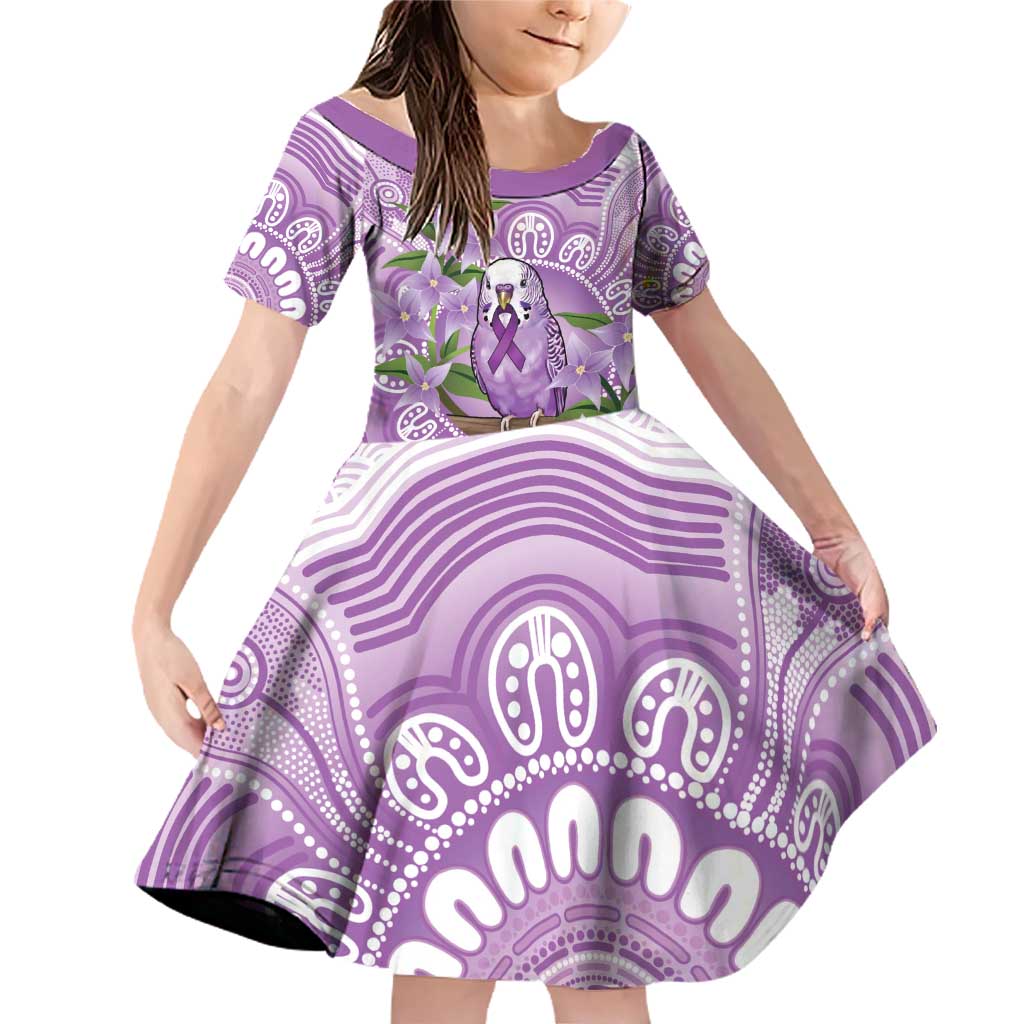 Epilepsy Awareness Budgerigar Australia Family Matching Off Shoulder Short Dress and Hawaiian Shirt Budgie Purple Ribbon Boronia Aboriginal - Aussie Hoodie