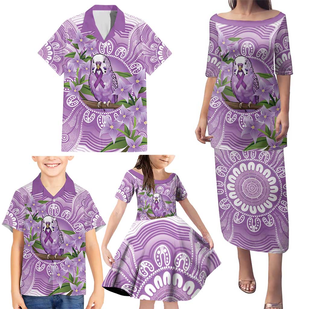 Epilepsy Awareness Budgerigar Australia Family Matching Puletasi and Hawaiian Shirt Budgie Purple Ribbon Boronia Aboriginal - Aussie Hoodie