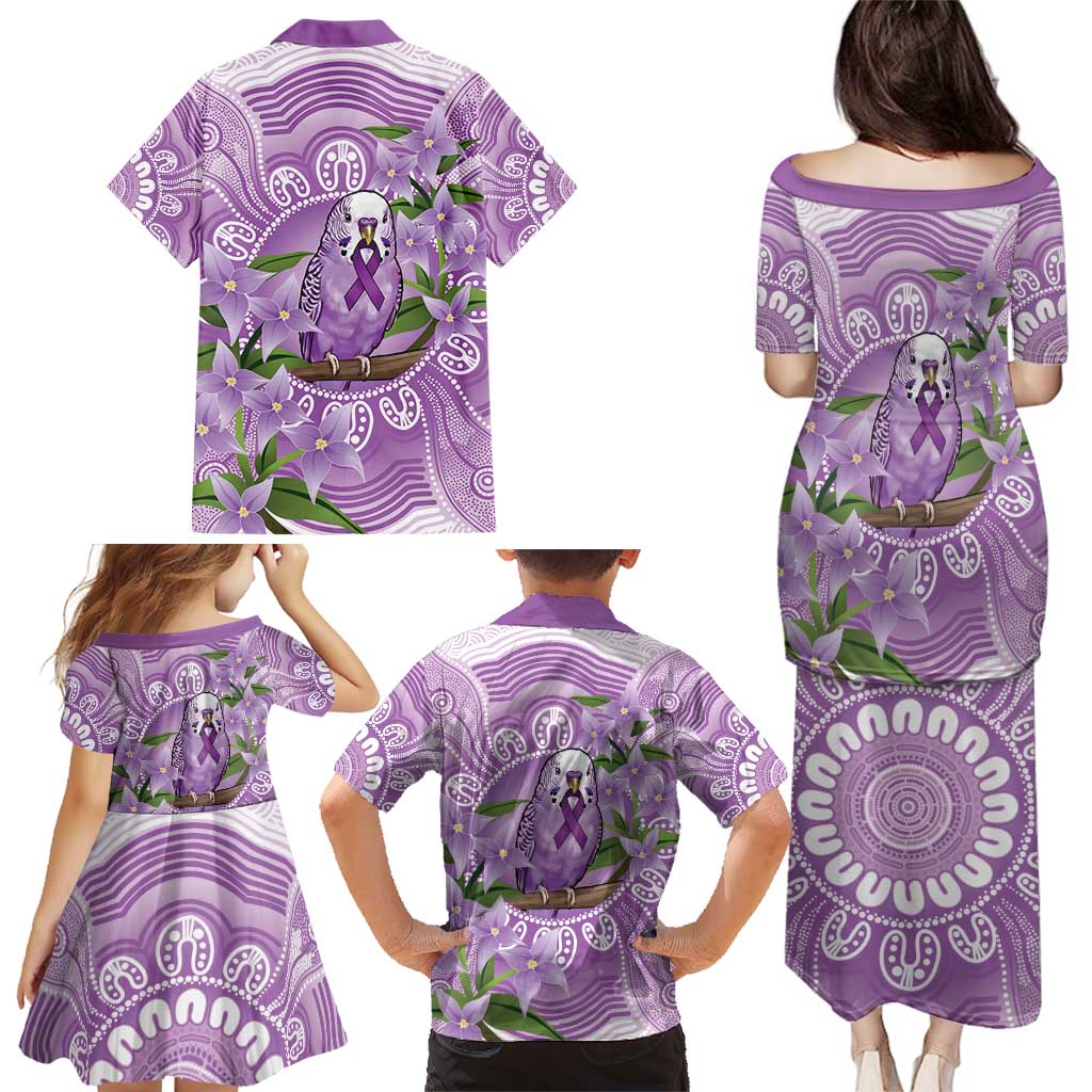 Epilepsy Awareness Budgerigar Australia Family Matching Puletasi and Hawaiian Shirt Budgie Purple Ribbon Boronia Aboriginal - Aussie Hoodie