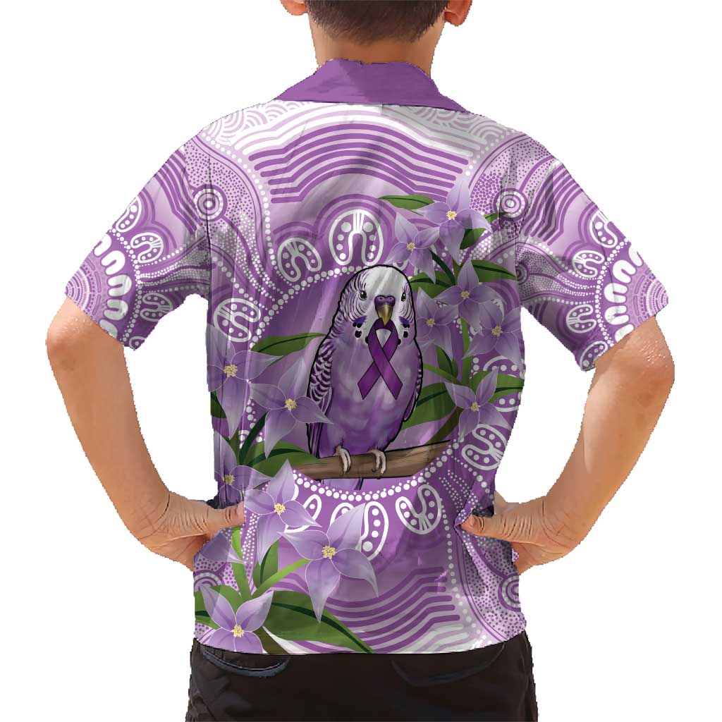 Epilepsy Awareness Budgerigar Australia Family Matching Short Sleeve Bodycon Dress and Hawaiian Shirt Budgie Purple Ribbon Boronia Aboriginal - Aussie Hoodie