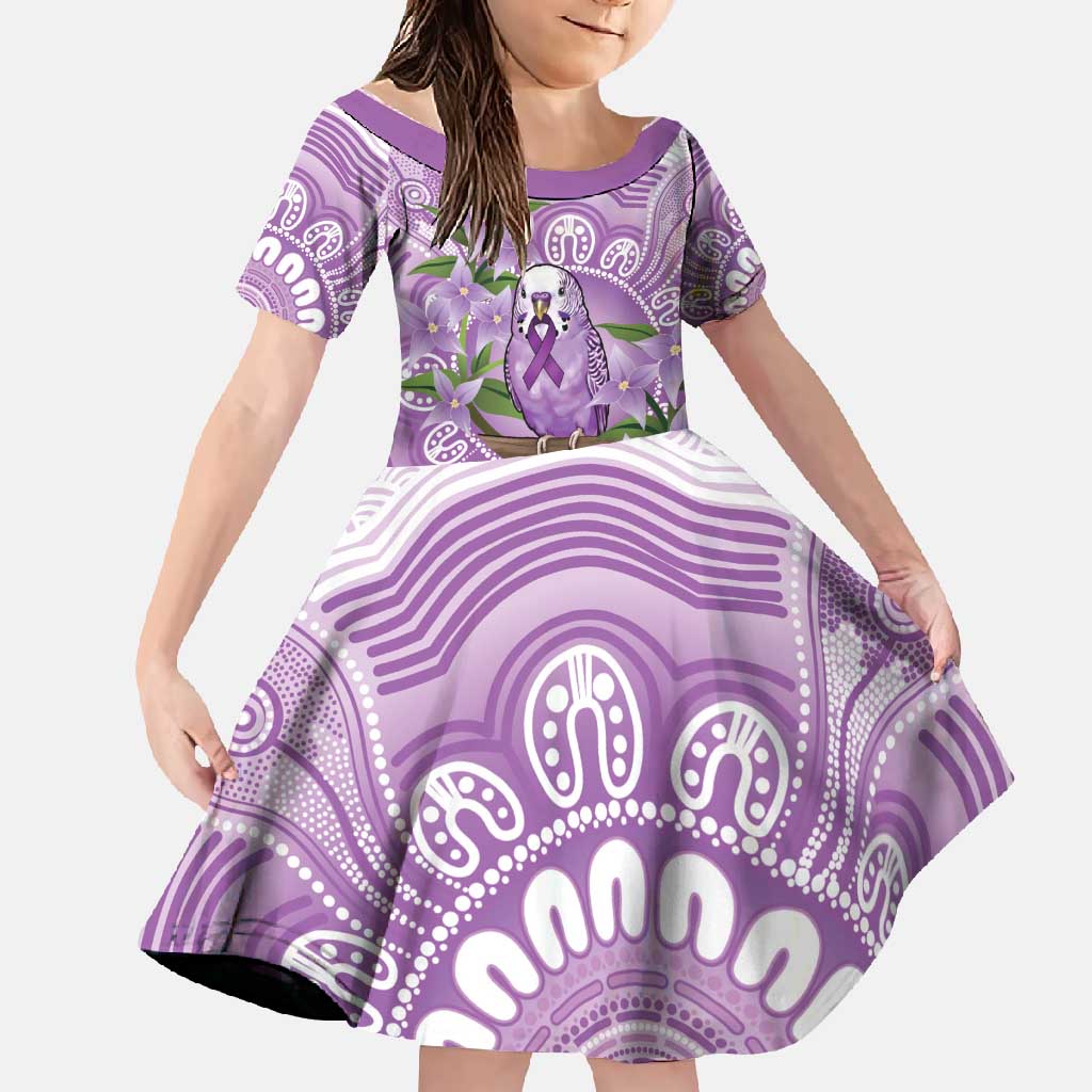 Epilepsy Awareness Budgerigar Australia Family Matching Short Sleeve Bodycon Dress and Hawaiian Shirt Budgie Purple Ribbon Boronia Aboriginal - Aussie Hoodie