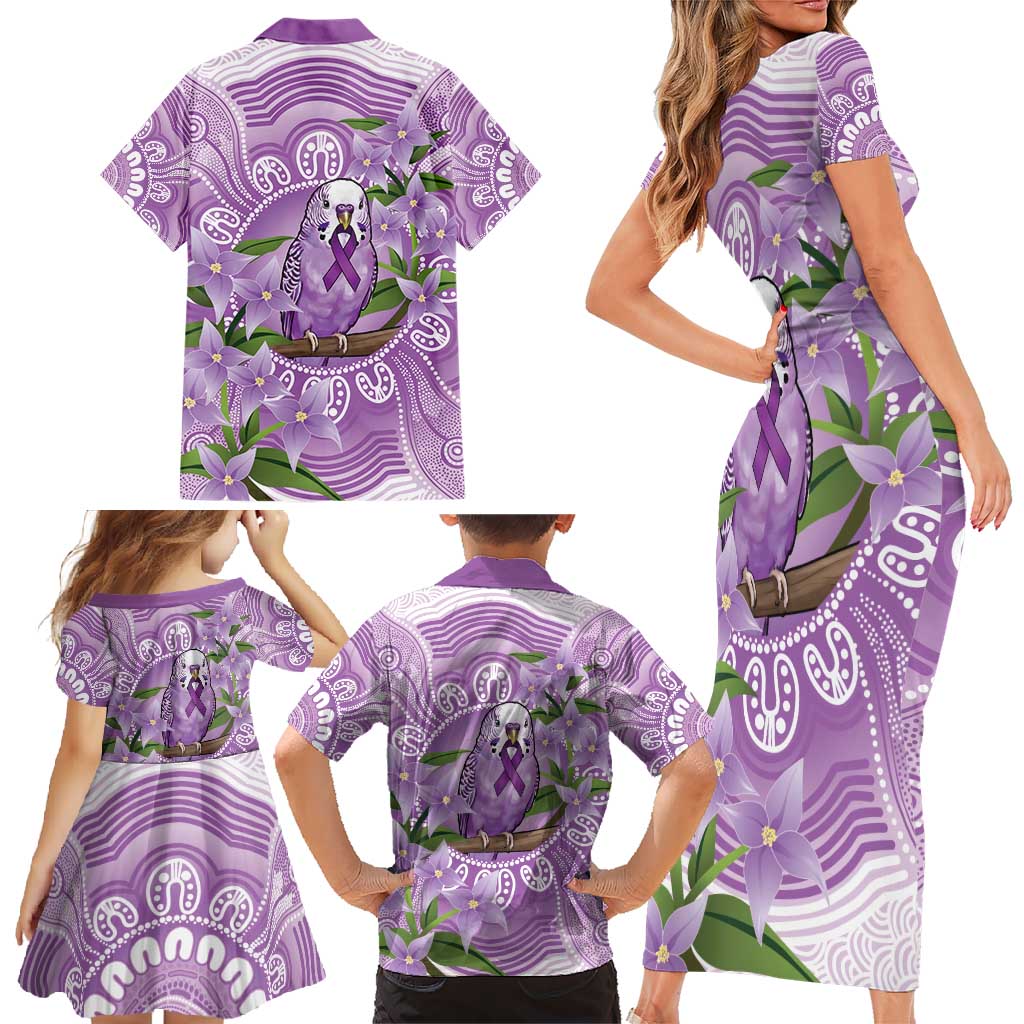 Epilepsy Awareness Budgerigar Australia Family Matching Short Sleeve Bodycon Dress and Hawaiian Shirt Budgie Purple Ribbon Boronia Aboriginal - Aussie Hoodie