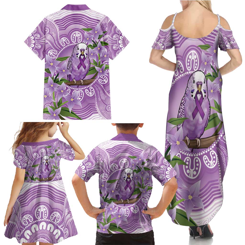 Epilepsy Awareness Budgerigar Australia Family Matching Summer Maxi Dress and Hawaiian Shirt Budgie Purple Ribbon Boronia Aboriginal - Aussie Hoodie