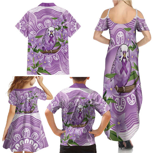 Epilepsy Awareness Budgerigar Australia Family Matching Summer Maxi Dress and Hawaiian Shirt Budgie Purple Ribbon Boronia Aboriginal - Aussie Hoodie