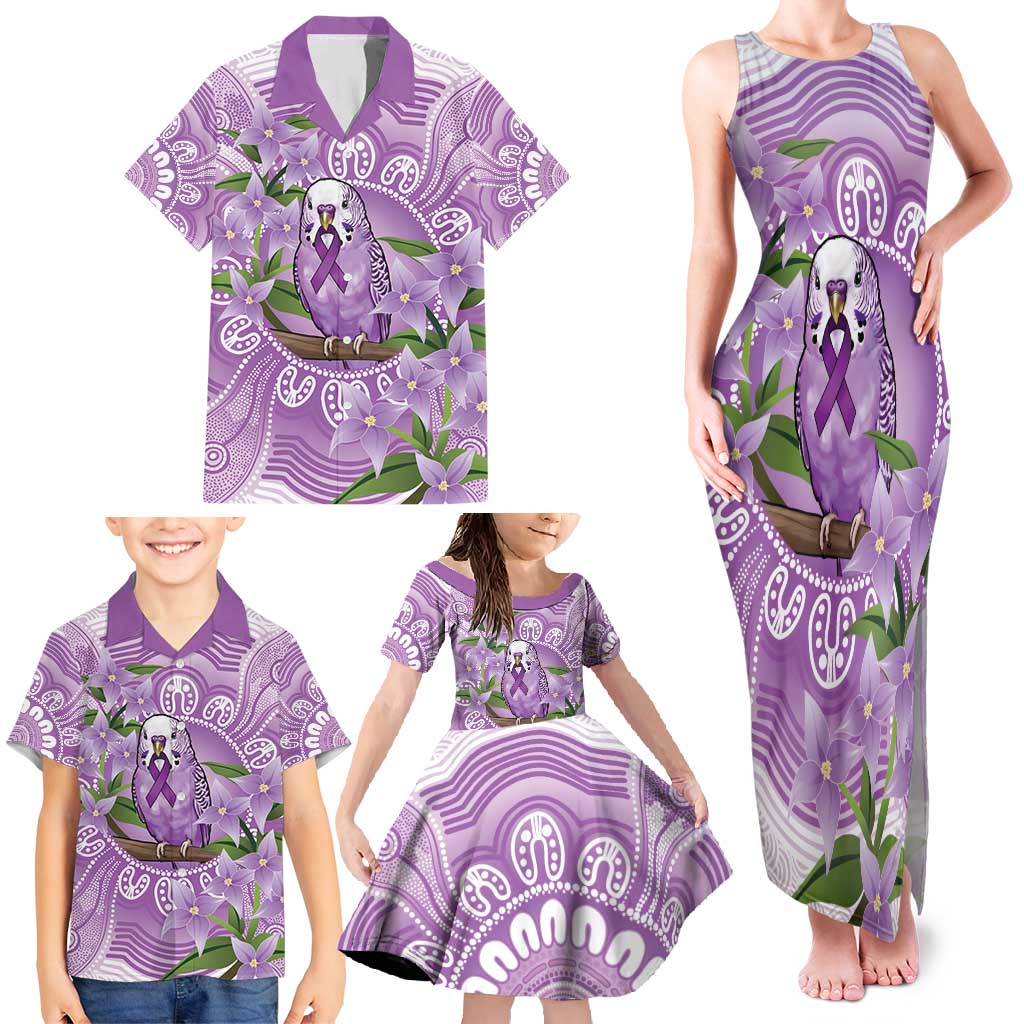 Epilepsy Awareness Budgerigar Australia Family Matching Tank Maxi Dress and Hawaiian Shirt Budgie Purple Ribbon Boronia Aboriginal - Aussie Hoodie