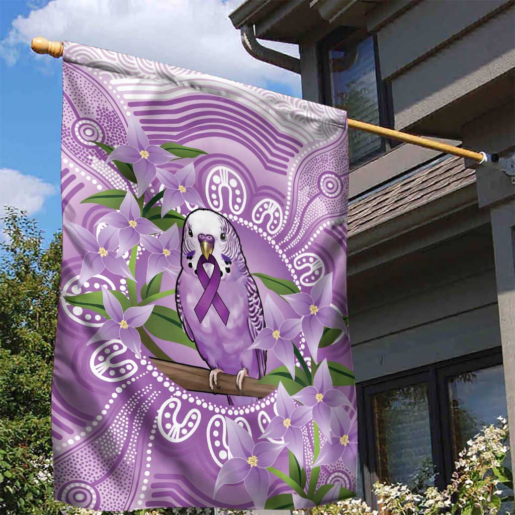 Epilepsy Awareness Budgerigar Australia Garden Flag Budgie Purple Ribbon Boronia Aboriginal - Aussie Hoodie