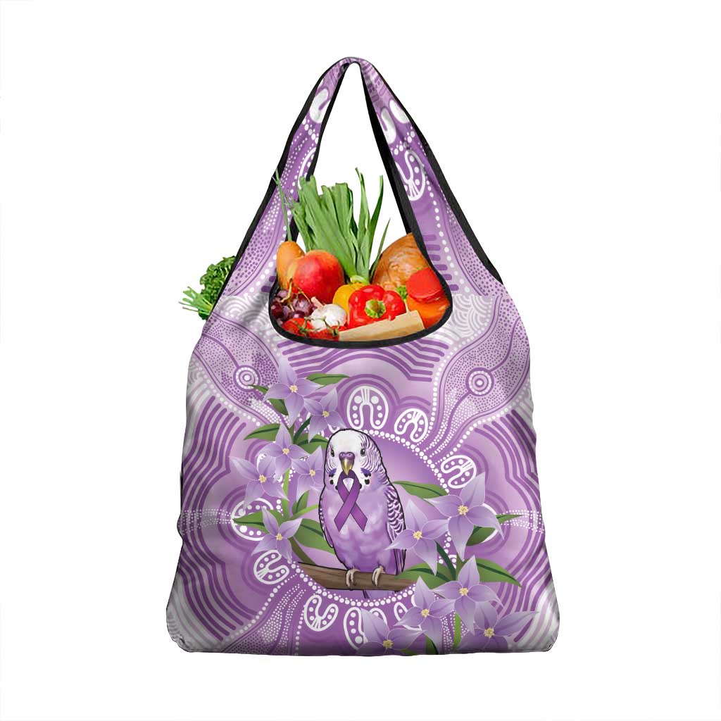 Epilepsy Awareness Budgerigar Australia Grocery Bag Budgie Purple Ribbon Boronia Aboriginal - Aussie Hoodie