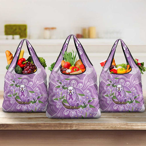 Epilepsy Awareness Budgerigar Australia Grocery Bag Budgie Purple Ribbon Boronia Aboriginal - Aussie Hoodie
