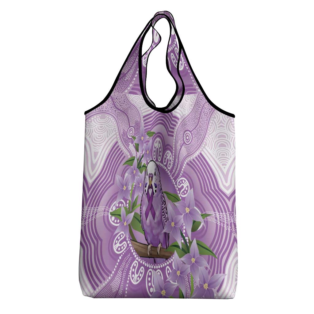 Epilepsy Awareness Budgerigar Australia Grocery Bag Budgie Purple Ribbon Boronia Aboriginal - Aussie Hoodie