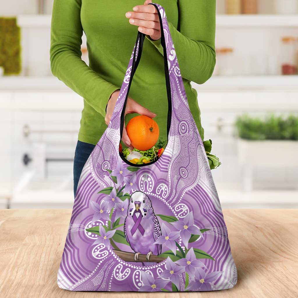 Epilepsy Awareness Budgerigar Australia Grocery Bag Budgie Purple Ribbon Boronia Aboriginal - Aussie Hoodie