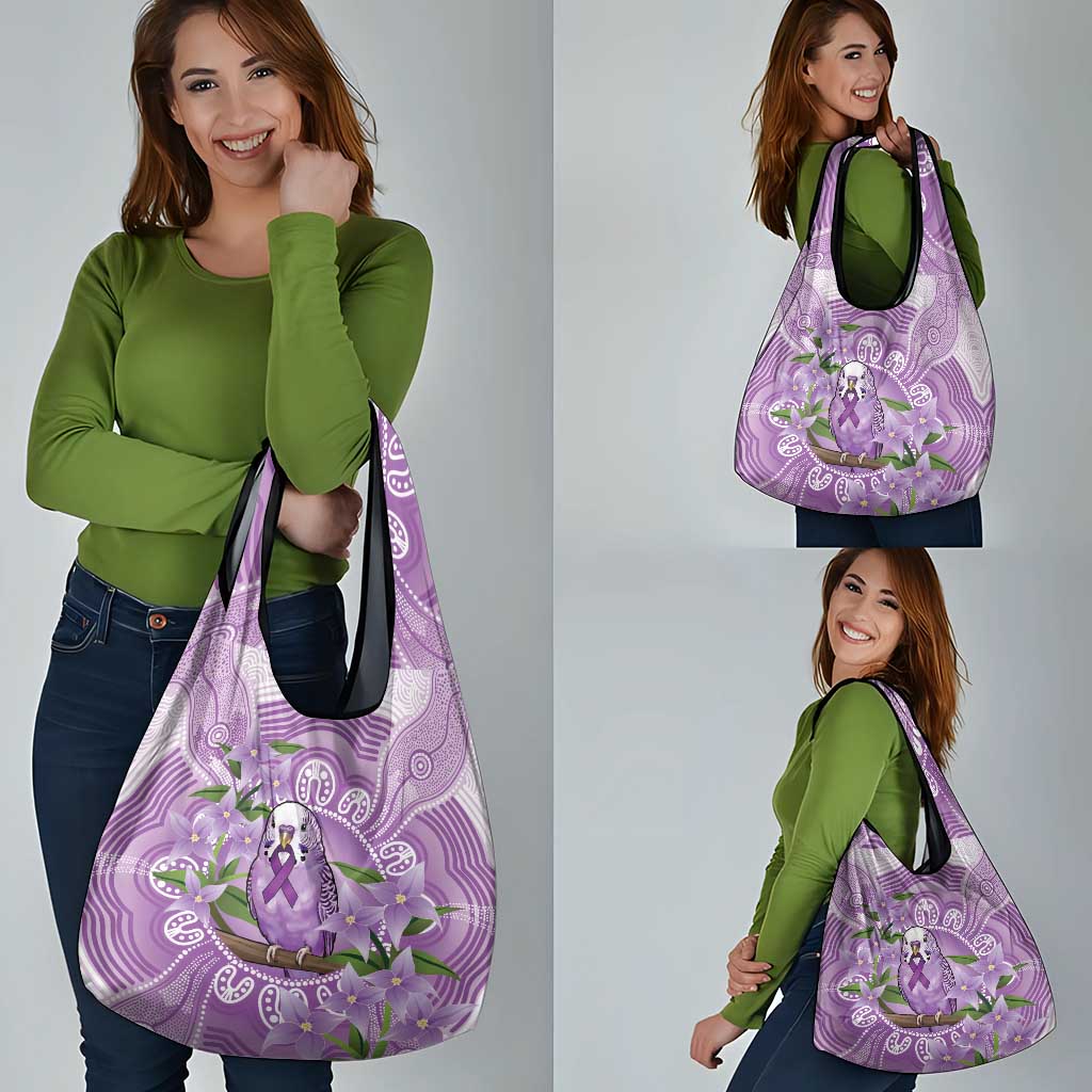 Epilepsy Awareness Budgerigar Australia Grocery Bag Budgie Purple Ribbon Boronia Aboriginal - Aussie Hoodie