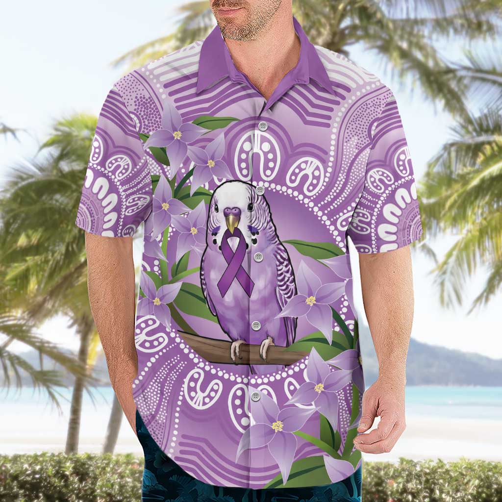 Epilepsy Awareness Budgerigar Australia Hawaiian Shirt Budgie Purple Ribbon Boronia Aboriginal - Aussie Hoodie
