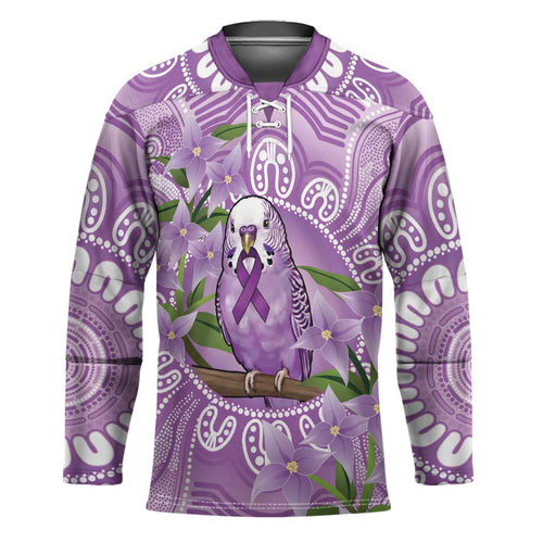 Epilepsy Awareness Budgerigar Australia Hockey Jersey Budgie Purple Ribbon Boronia Aboriginal - Aussie Hoodie