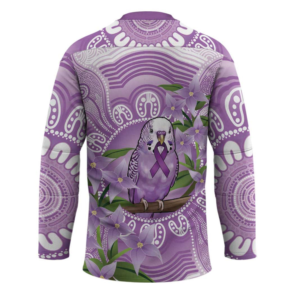 Epilepsy Awareness Budgerigar Australia Hockey Jersey Budgie Purple Ribbon Boronia Aboriginal - Aussie Hoodie