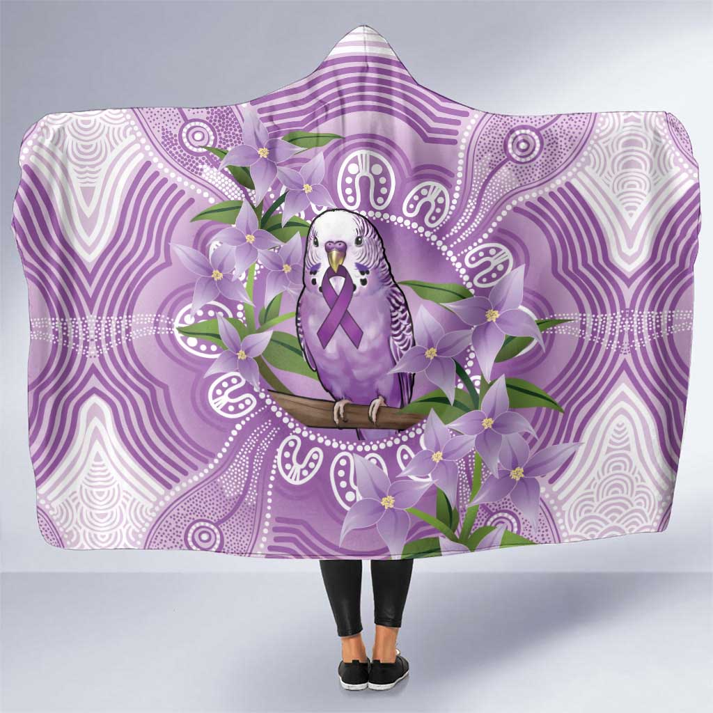 Epilepsy Awareness Budgerigar Australia Hooded Blanket Budgie Purple Ribbon Boronia Aboriginal - Aussie Hoodie