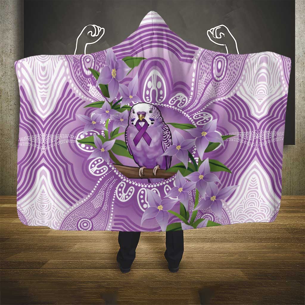 Epilepsy Awareness Budgerigar Australia Hooded Blanket Budgie Purple Ribbon Boronia Aboriginal - Aussie Hoodie