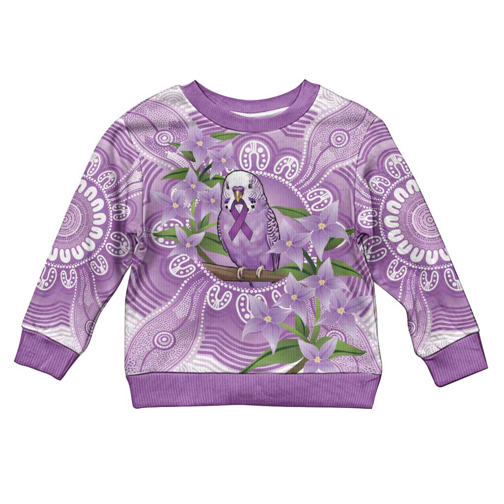 Epilepsy Awareness Budgerigar Australia Kid Ugly Christmas Sweater Budgie Purple Ribbon Boronia Aboriginal - Aussie Hoodie