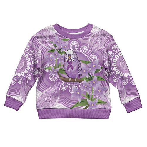 Epilepsy Awareness Budgerigar Australia Kid Ugly Christmas Sweater Budgie Purple Ribbon Boronia Aboriginal - Aussie Hoodie
