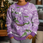 Epilepsy Awareness Budgerigar Australia Kid Ugly Christmas Sweater Budgie Purple Ribbon Boronia Aboriginal - Aussie Hoodie