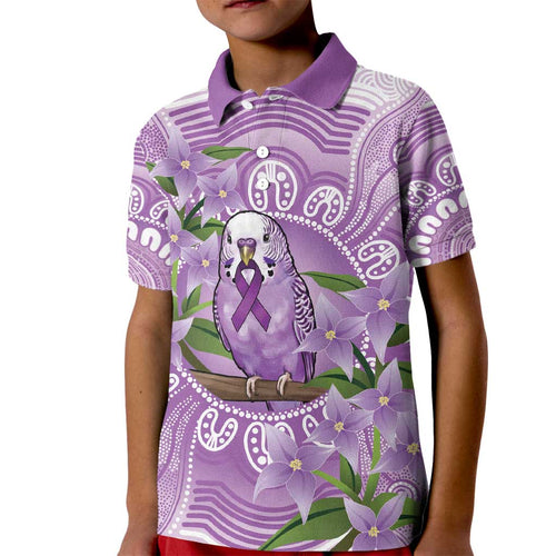 Epilepsy Awareness Budgerigar Australia Kid Polo Shirt Budgie Purple Ribbon Boronia Aboriginal - Aussie Hoodie