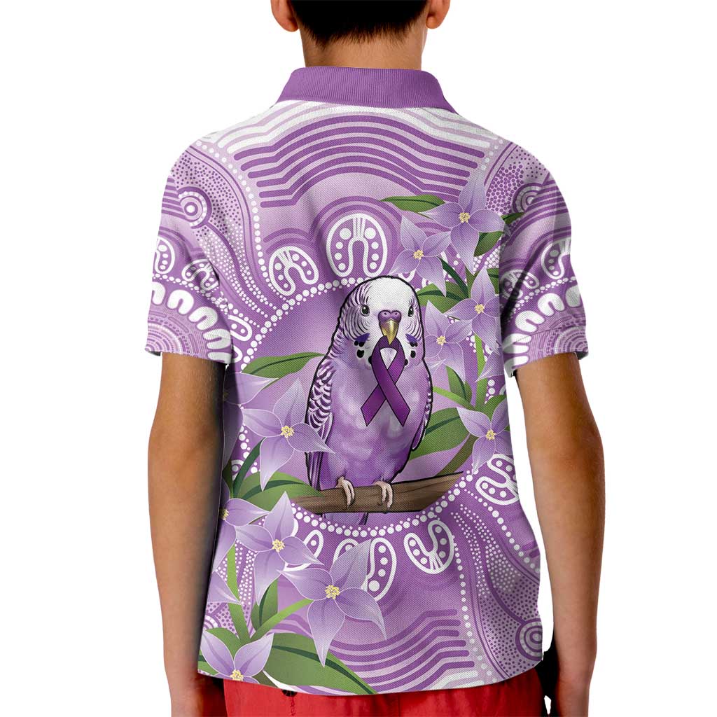 Epilepsy Awareness Budgerigar Australia Kid Polo Shirt Budgie Purple Ribbon Boronia Aboriginal - Aussie Hoodie