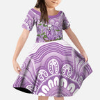 Epilepsy Awareness Budgerigar Australia Kid Short Sleeve Dress Budgie Purple Ribbon Boronia Aboriginal - Aussie Hoodie