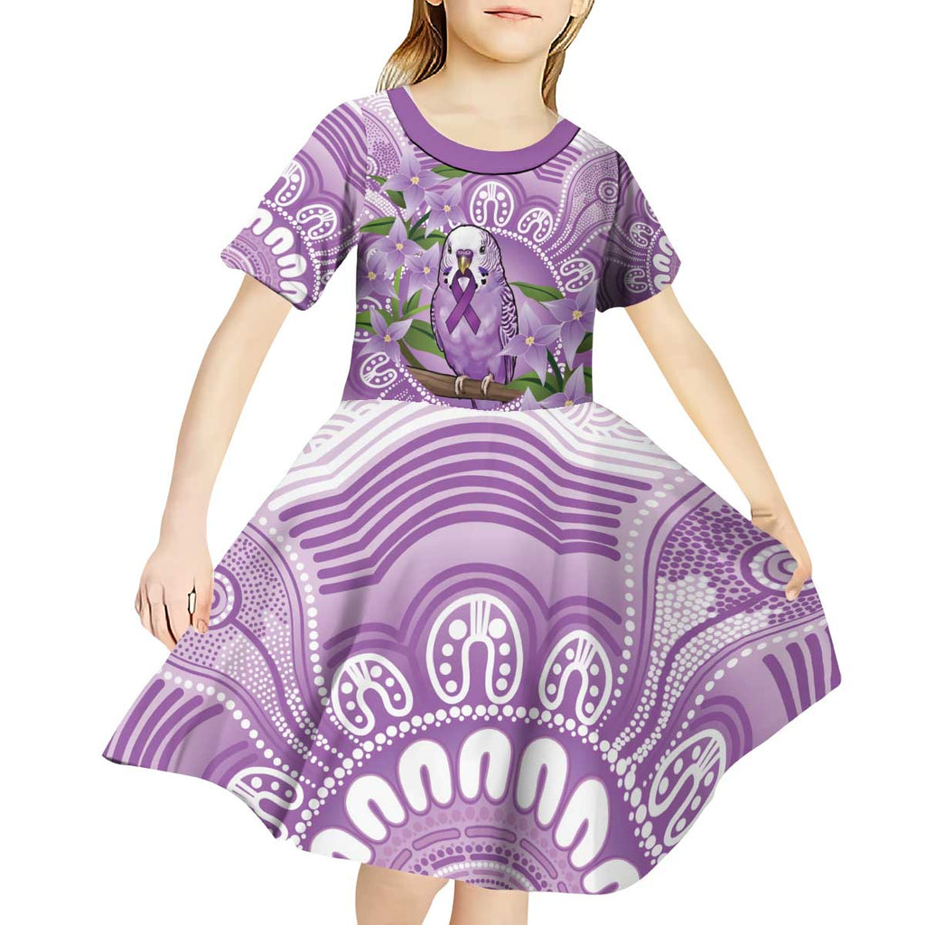 Epilepsy Awareness Budgerigar Australia Kid Short Sleeve Dress Budgie Purple Ribbon Boronia Aboriginal - Aussie Hoodie