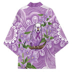 Epilepsy Awareness Budgerigar Australia Kimono Budgie Purple Ribbon Boronia Aboriginal - Aussie Hoodie