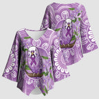 Epilepsy Awareness Budgerigar Australia Kimono Sleeve Blouse Budgie Purple Ribbon Boronia Aboriginal - Aussie Hoodie