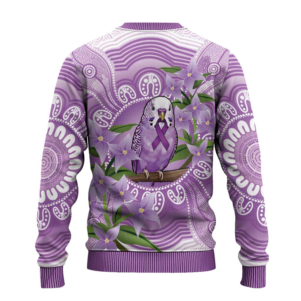 Epilepsy Awareness Budgerigar Australia Ugly Christmas Sweater Budgie Purple Ribbon Boronia Aboriginal - Aussie Hoodie