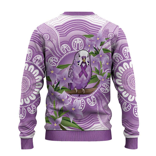 Epilepsy Awareness Budgerigar Australia Ugly Christmas Sweater Budgie Purple Ribbon Boronia Aboriginal - Aussie Hoodie