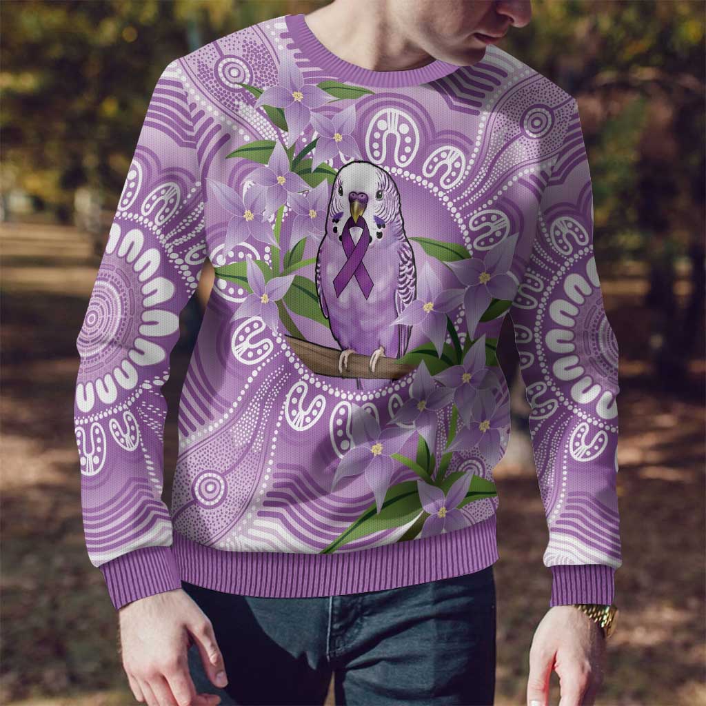 Epilepsy Awareness Budgerigar Australia Ugly Christmas Sweater Budgie Purple Ribbon Boronia Aboriginal - Aussie Hoodie