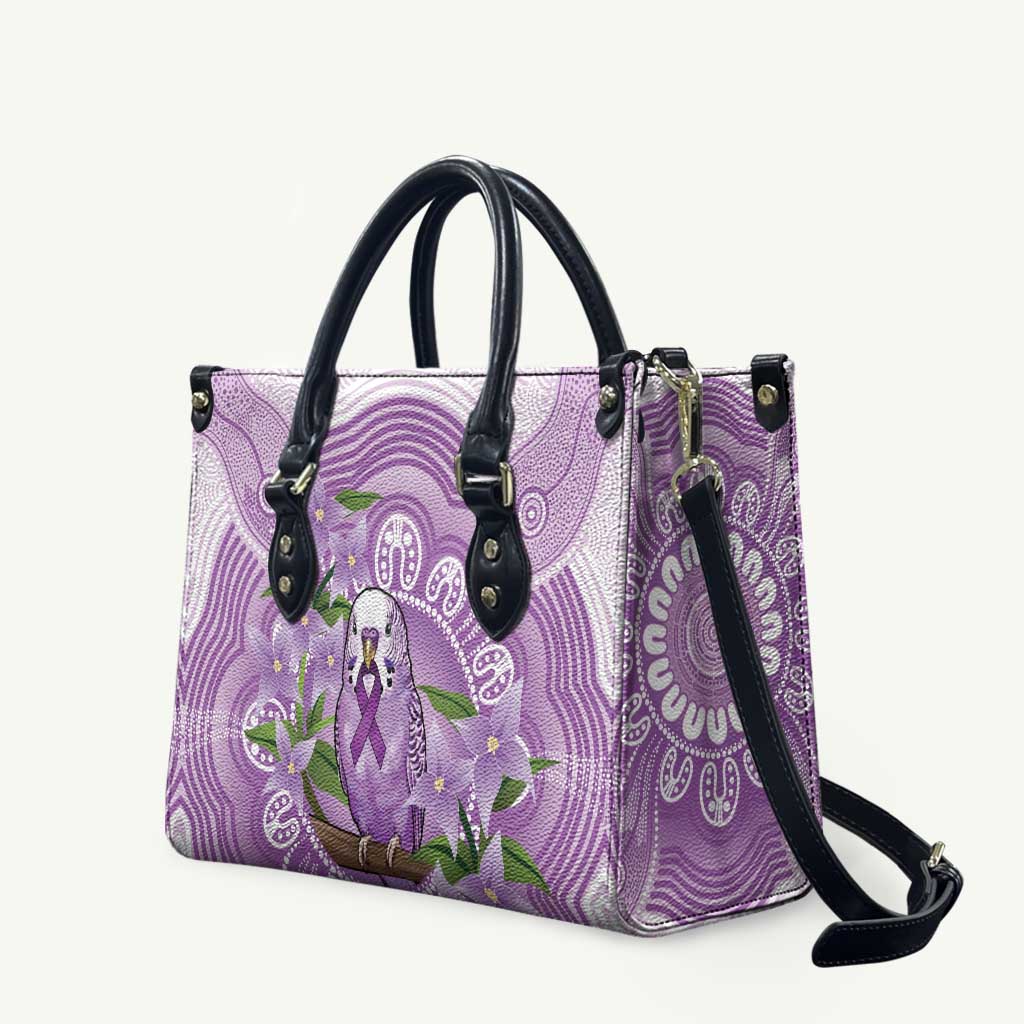 Epilepsy Awareness Budgerigar Australia Leather Bag Budgie Purple Ribbon Boronia Aboriginal - Aussie Hoodie