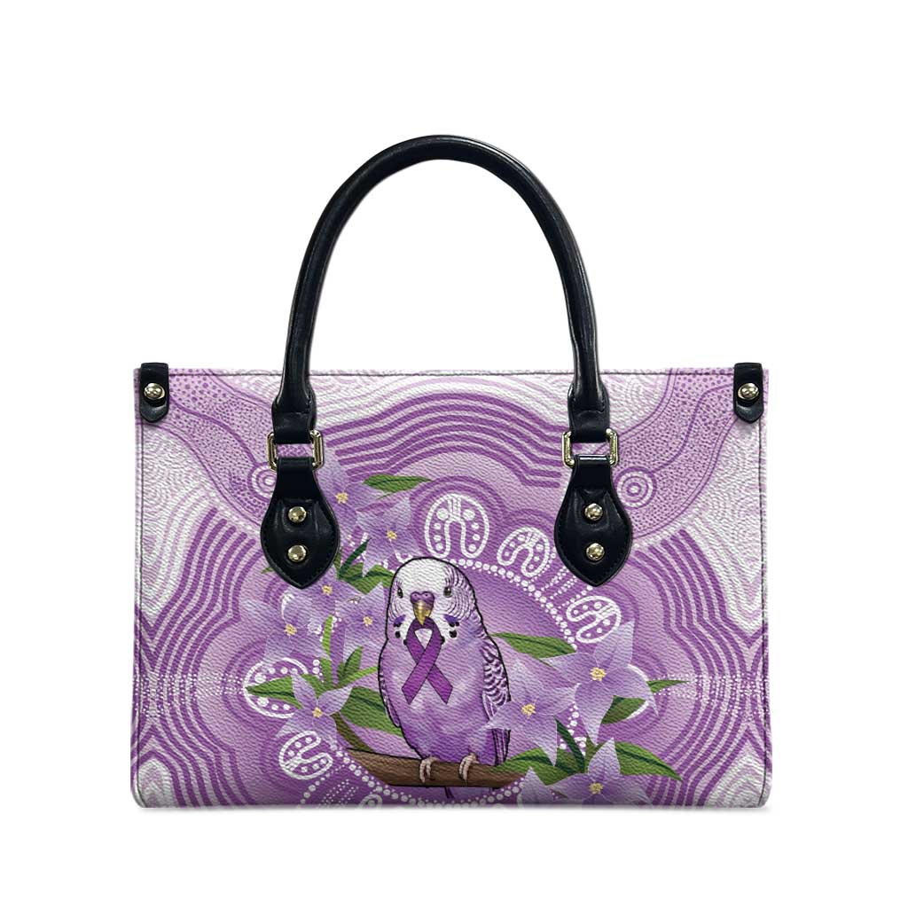 Epilepsy Awareness Budgerigar Australia Leather Bag Budgie Purple Ribbon Boronia Aboriginal - Aussie Hoodie