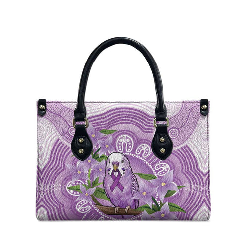 Epilepsy Awareness Budgerigar Australia Leather Bag Budgie Purple Ribbon Boronia Aboriginal - Aussie Hoodie