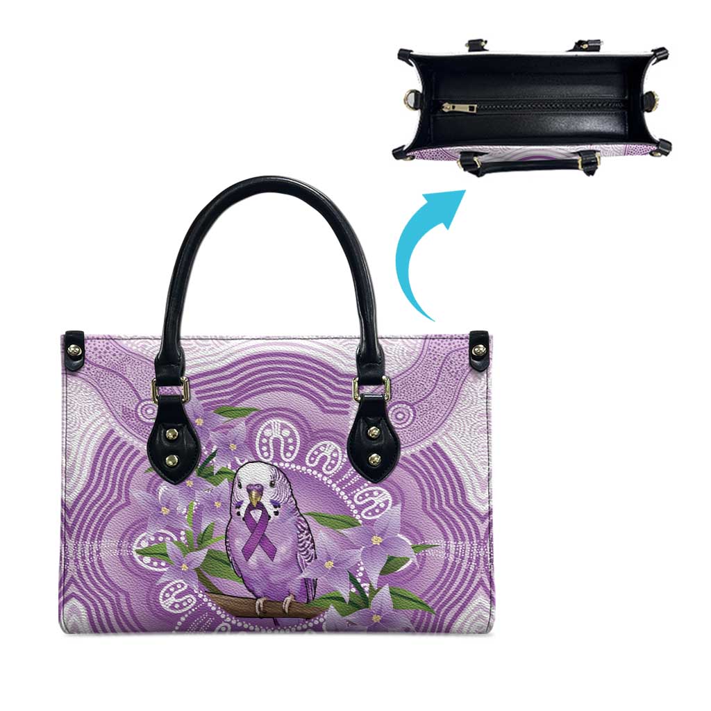 Epilepsy Awareness Budgerigar Australia Leather Bag Budgie Purple Ribbon Boronia Aboriginal - Aussie Hoodie