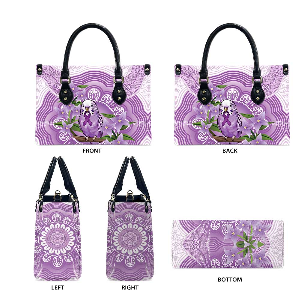 Epilepsy Awareness Budgerigar Australia Leather Bag Budgie Purple Ribbon Boronia Aboriginal - Aussie Hoodie