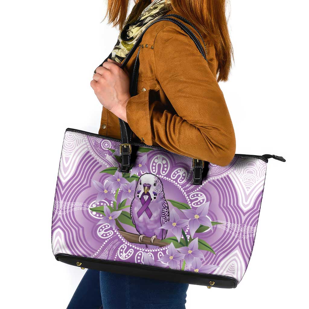 Epilepsy Awareness Budgerigar Australia Leather Tote Bag Budgie Purple Ribbon Boronia Aboriginal - Aussie Hoodie